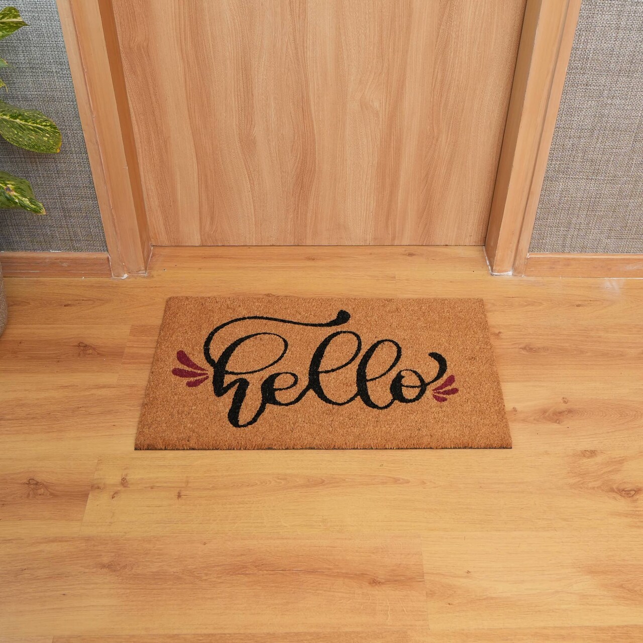 Natural Coir Door Mat with Non-Slip Backing, Indoor Outdoor Entry Doormat